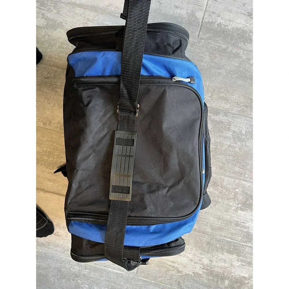 600D Poly Blue Sports Duffel Bag KD4205 Medium Travel Carry On Gym Carryall